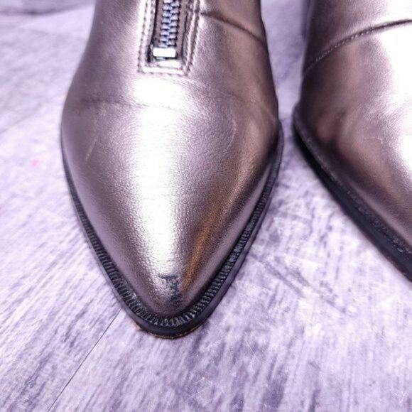 Sole Society Desiray Metallic Leather Block Heel Ankle Boot Champagne Women's 7 - Picture 3 of 10